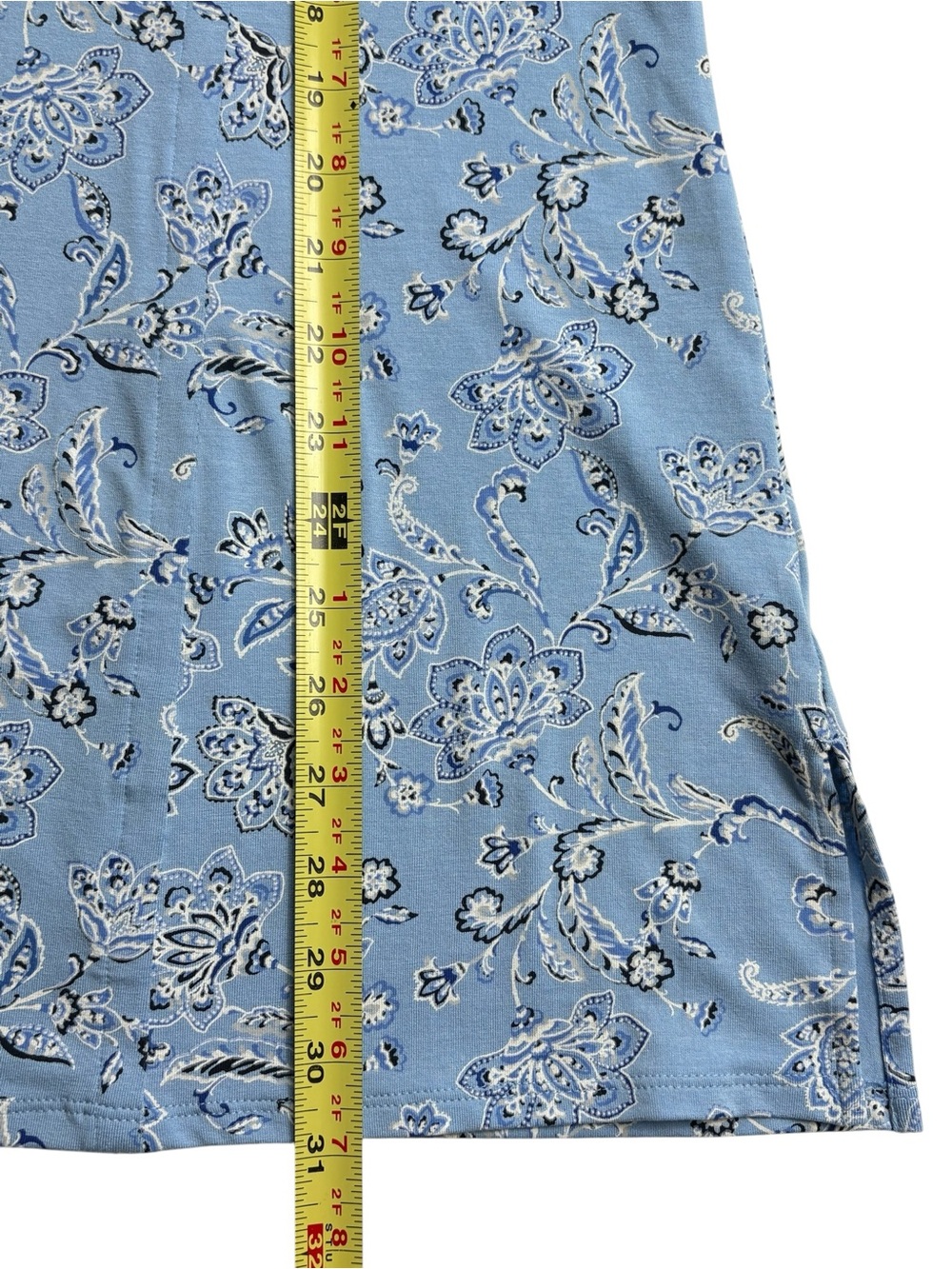 J. Jill Wearever Blue Floral Paisley V-Neck 3/4 Sleeve Tunic Top Size XL - Picture 5 of 10